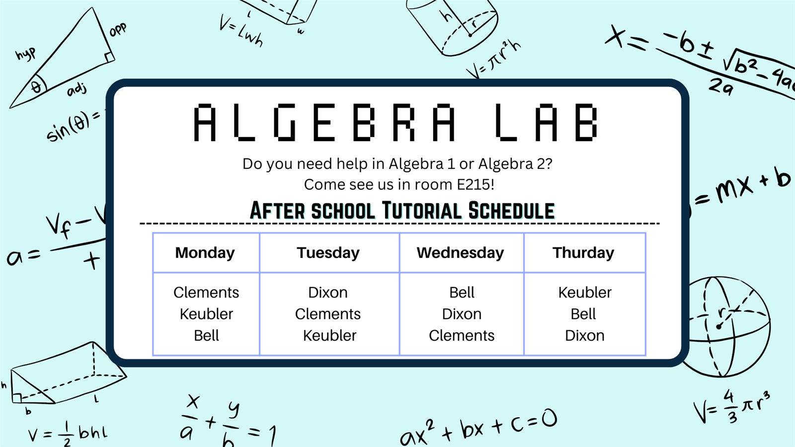 Algebra Lab Tutoring